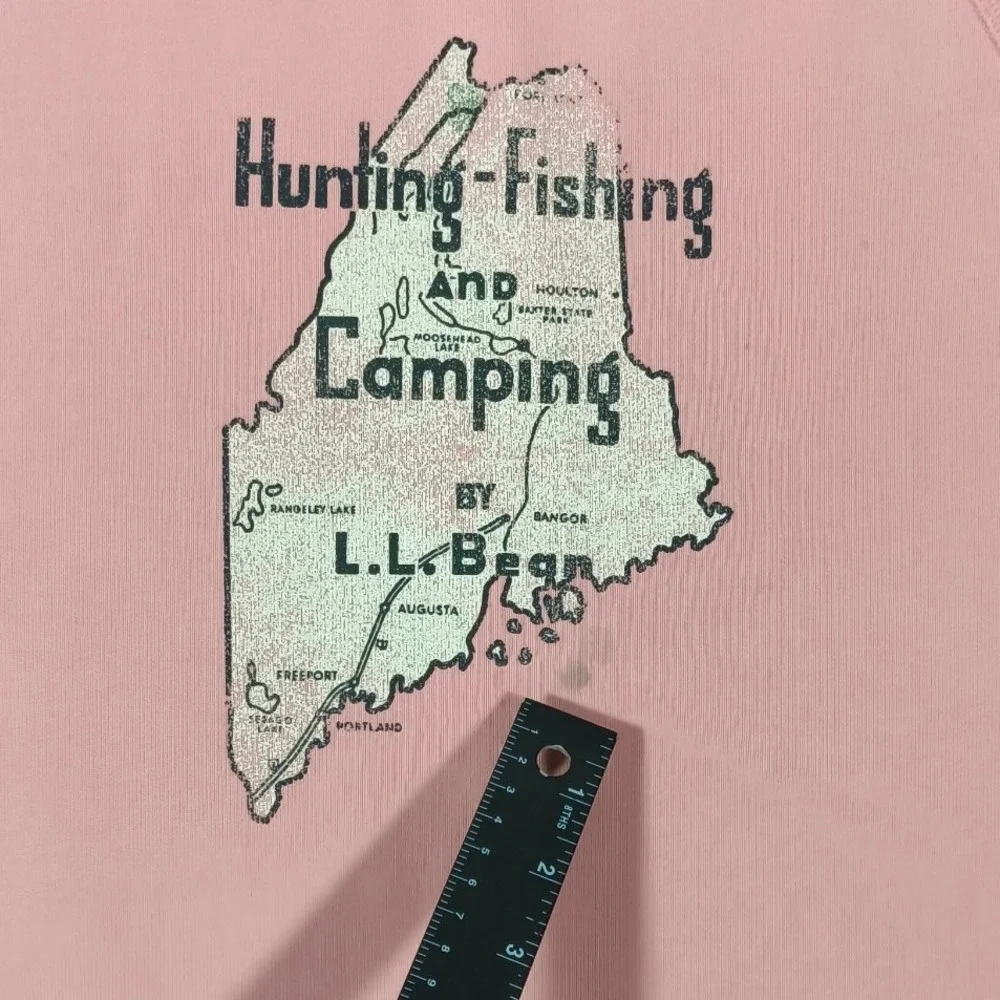 LL Bean x Todd Snyder Maine Map Short Sleeve Sweatshirt Pink Mens Medium Organic